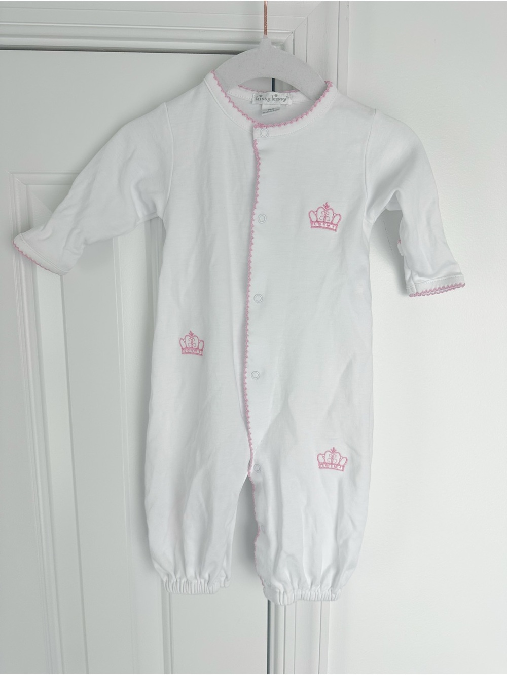 Kissy Kissy convertible gown pink trim NB like new